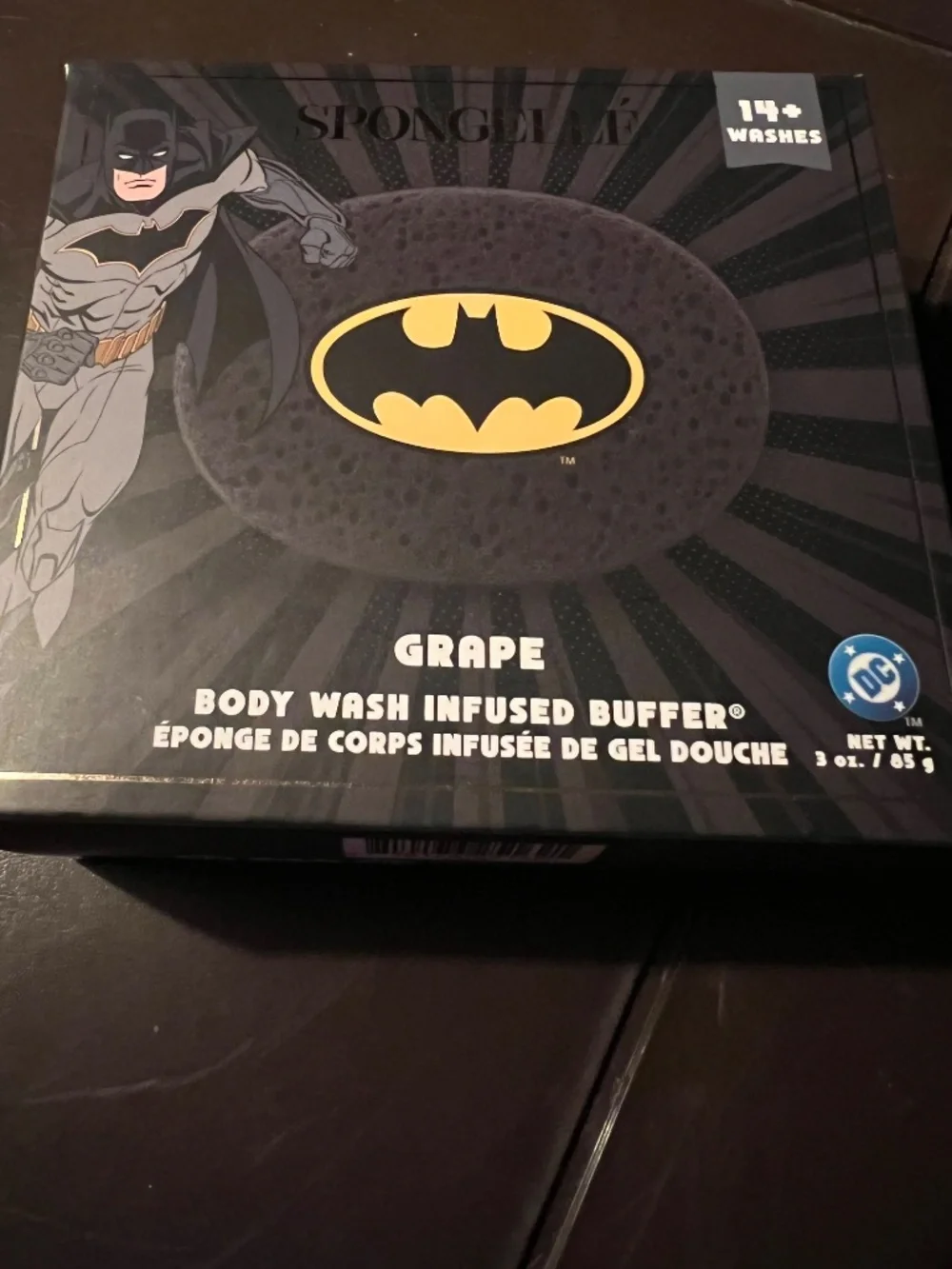 Spongelle French Lavender body wash infused sponge and Batman grape buffer